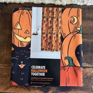 Halloween Pumpkin Cat Shower Curtain